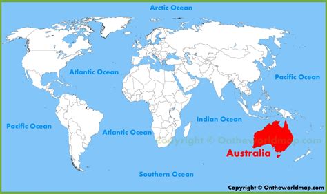 australia on map of world.